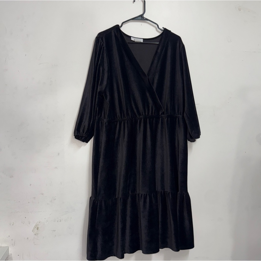 Moa Moa VelvBlack Soft Corduroy Long Sleeve Dress  Whimsigoth Fairy Grunge Dress